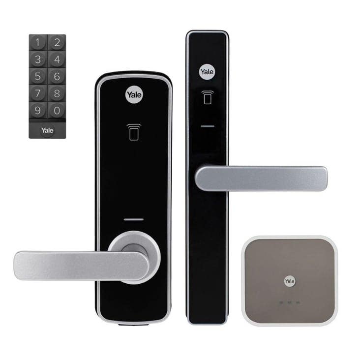 Yale Unity Smart Entrance Lock, Screen Door Lock, Key Pad and Connect Plus Bridge - Silver